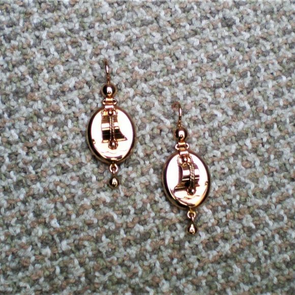 Antique Vintage Russian USSR 14K 583 Rose Pink Gold 3D Dangle Drop EARRINGS # 2 - Picture 7 of 10